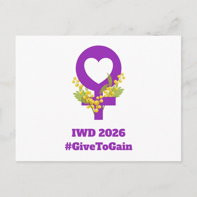 International Women's Day 2026 IWD Give To Gain Postkarte (Vorderseite)