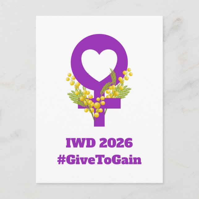 International Women's Day 2026 IWD Give To Gain Postkarte (Vorderseite)