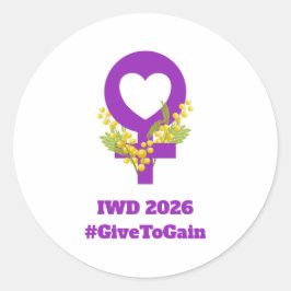 International Women's Day 2026 IWD Give To Gain Runder Aufkleber