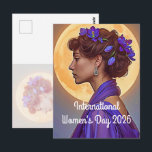 International Women's Day 2026 Postkarte<br><div class="desc">Send a message of strength and beauty with this elegant postcard featuring a woman's profile in Art Nouveau style. Adorned with flowing lines, intricate details, and the text "International Woman's Day 2026" this postcard is perfect for celebrating women, sharing empowerment, or adding a touch of artistic elegance to your greetings....</div>