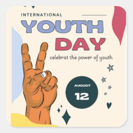International youth day , August 12 , Quadratischer Aufkleber