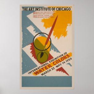Internationale Ausstellung von Wasserfarben Vintag Poster