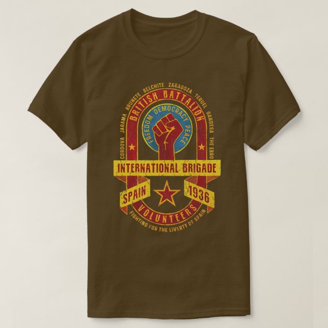 Internationale Brigade im britischen Bataillon T-Shirt (Design vorne)