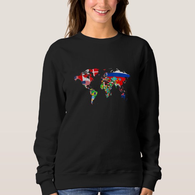 Internationale Flaggen Weltkarte für Kinder Sweatshirt (Vorderseite)