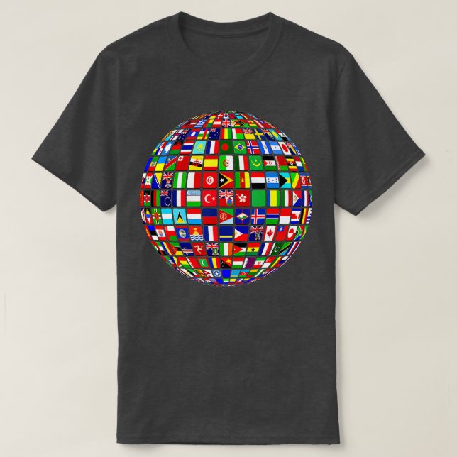Internationale Flaggen - Weltkarte T-Shirt (Design vorne)