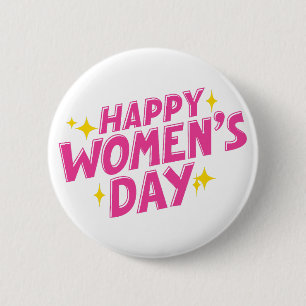 Internationale Frauentag-Typografie in Rosa Button