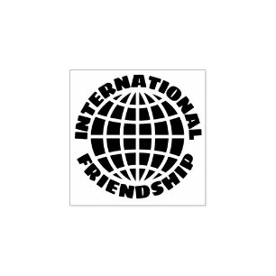 Internationale Freundschaft mit Weltkarte Gummistempel