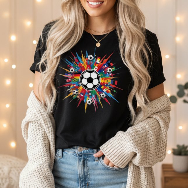 Internationale Fußballflaggen-Explosion T-Shirt (International Soccer Flags Burst Shirt | Football Fan Tee 
)