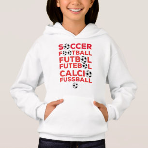 Internationale Fußballnamen-Typografie Rot Sport Hoodie