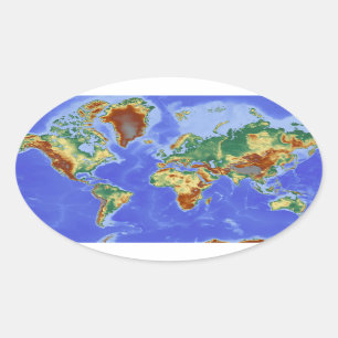 Internationale Karte für das Weltgebiet Ovaler Aufkleber