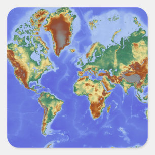 Internationale Karte für das Weltgebiet Quadratischer Aufkleber