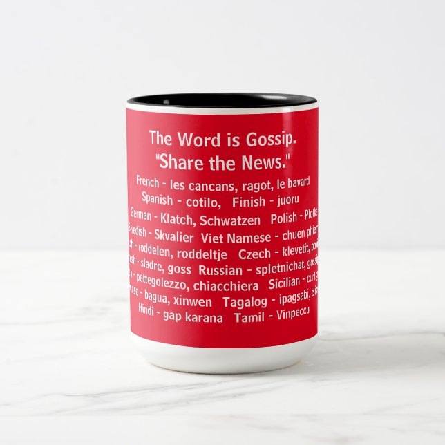 Internationale Klatschworte, Zwei-Tone-Kaffee-Tass Zweifarbige Tasse (Mittel)