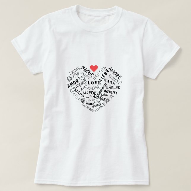 Internationale Liebe Word T - Shirt Mehrsprachiger (Design vorne)