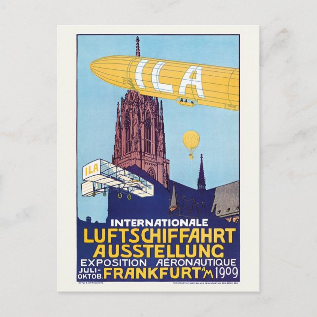 Internationale Luftfahrtausstellung 1909 Poster Postkarte (Vorderseite)