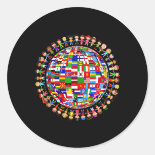Internationale Nationale Flaggen Kreis Welt Friede Runder Aufkleber