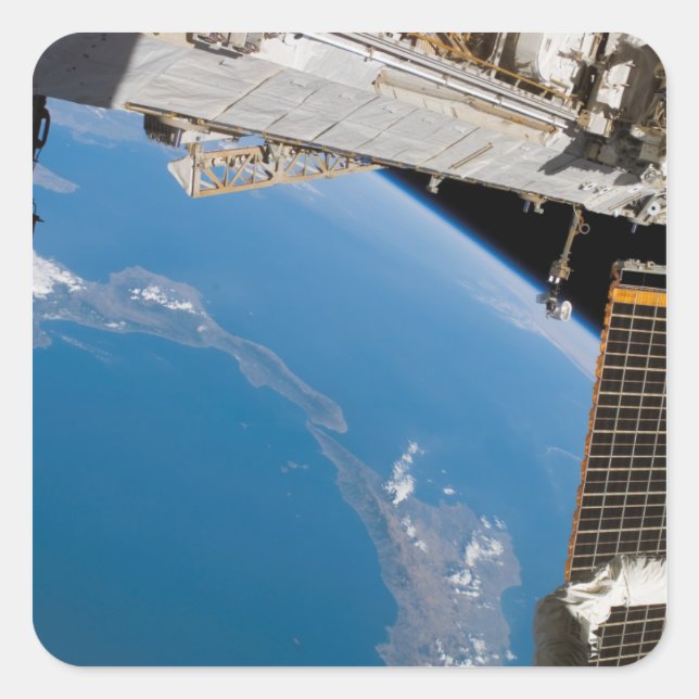 Internationale Raumstation 27 Quadratischer Aufkleber (Vorderseite)