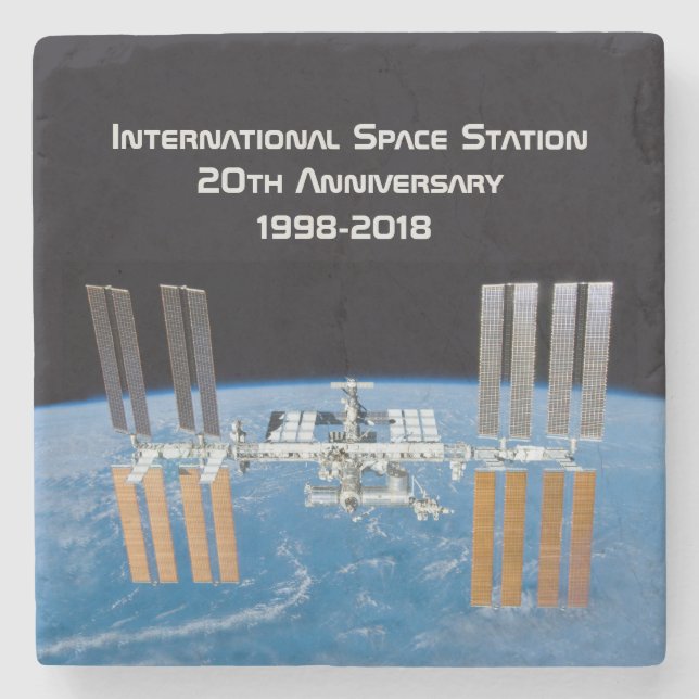 Internationale Raumstation ISS 20 Jahre alt Steinuntersetzer (Vorderseite)