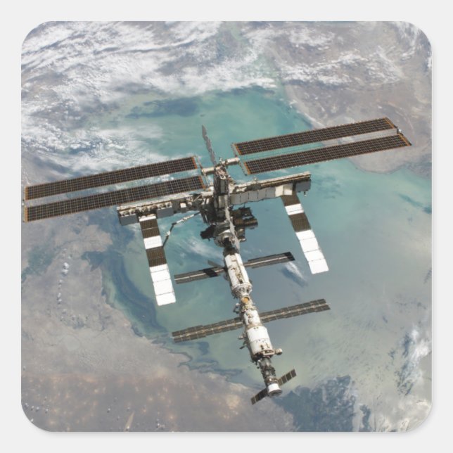 Internationale Raumstation Quadratischer Aufkleber (Vorderseite)