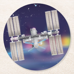 Internationale Raumstation Runder Pappuntersetzer