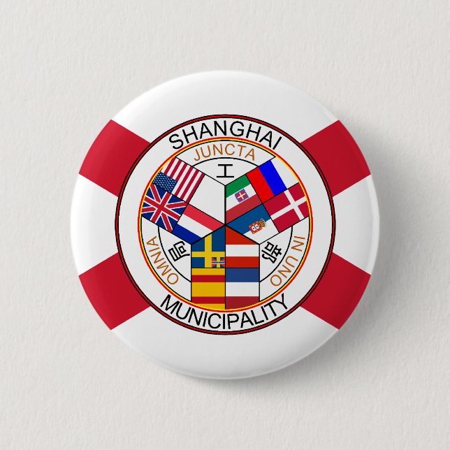 Internationale Regelung Shanghais, China Button (Vorderseite)
