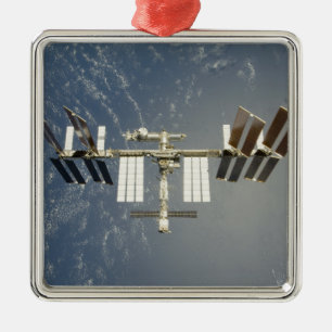 Internationale Weltraumstation backdropped Silbernes Ornament