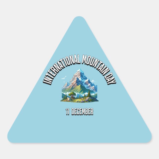 Internationaler Bergtag. 11 Dezember Dreieckiger Aufkleber (Vorderseite)