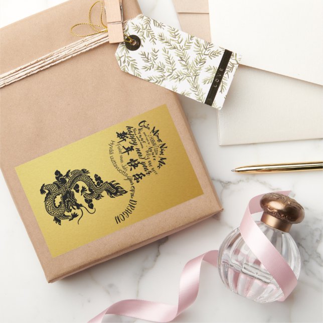 Internationaler chinesischer Drache - Neujahr 2024 Rechteckiger Aufkleber (Schenken)