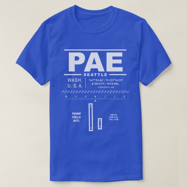 Internationaler Flughafen Seattle Paine Field PAE T-Shirt (Design vorne)