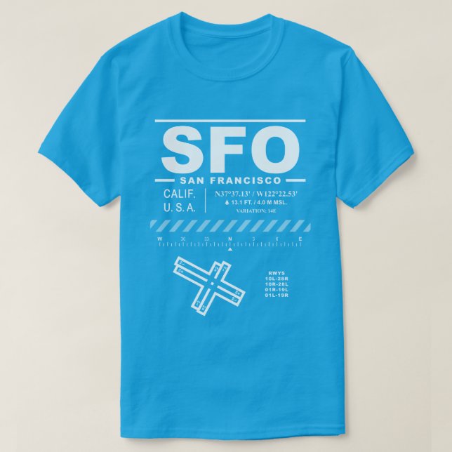 Internationaler Flughafen SFO T - Shirt San Franci (Design vorne)