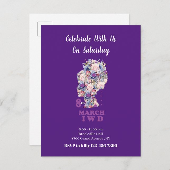 Internationaler Frauentag 2025: Femininit feiern Ankündigungspostkarte (Vorne/Hinten)