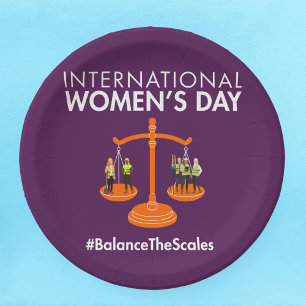 Internationaler Frauentag 2026 Die Waage ins Gleic Pappteller