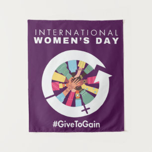 Internationaler Frauentag 2026 Geben um zu Gewinne Wandteppich