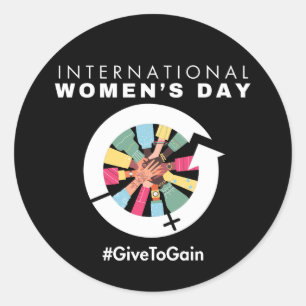 Internationaler Frauentag 2026 Give To Gain Runder Aufkleber