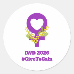 Internationaler Frauentag 2026 IWD Give To Gain Runder Aufkleber