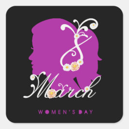 Internationaler Frauentag 8. März 2025 Quadratischer Aufkleber