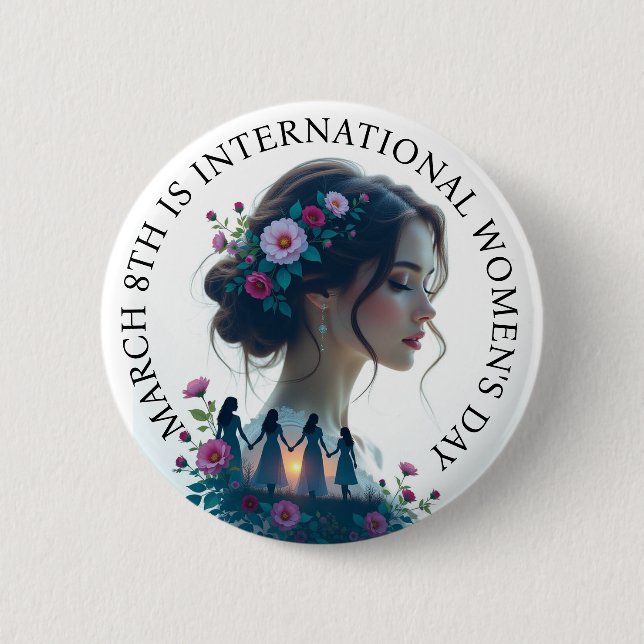 Internationaler Frauentag 8. März IWD Button (Vorderseite)