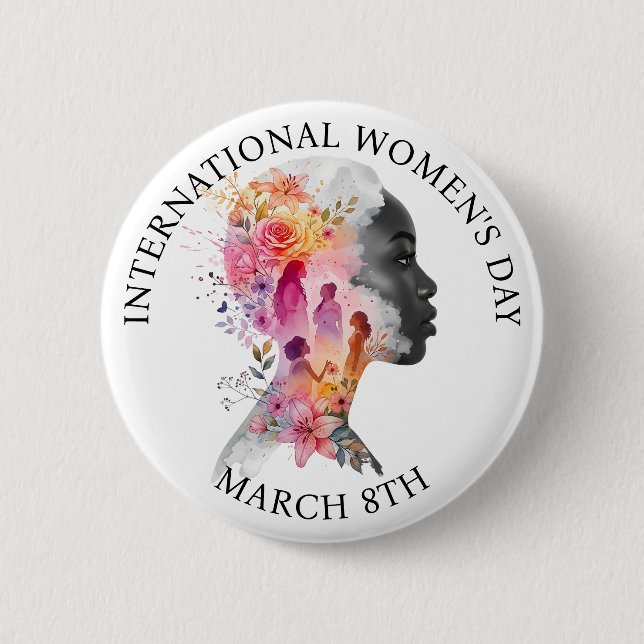 Internationaler Frauentag 8. März IWD Button (Vorderseite)