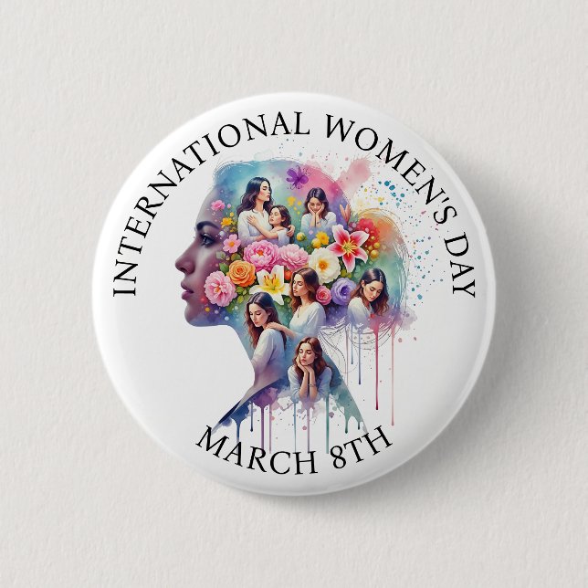 Internationaler Frauentag 8. März IWD Button (Vorderseite)