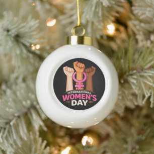 Internationaler Frauentag 8. März Keramik Kugel-Ornament