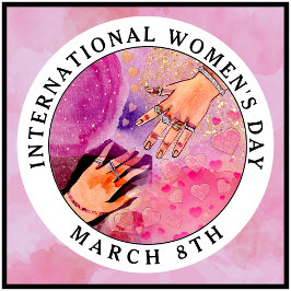 Internationaler Frauentag 8. März Rosa Kunst Button