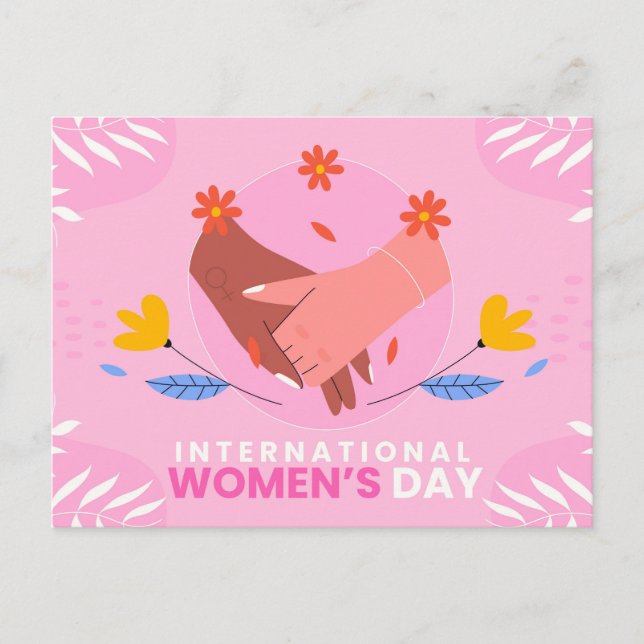 Internationaler Frauentag 8 März rosa niedlich Postkarte (Vorderseite)