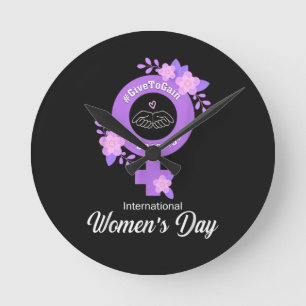 Internationaler Frauentag 8. März Runde Wanduhr