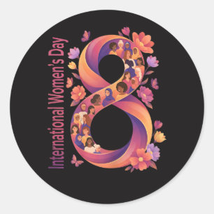 Internationaler Frauentag 8. März Runder Aufkleber