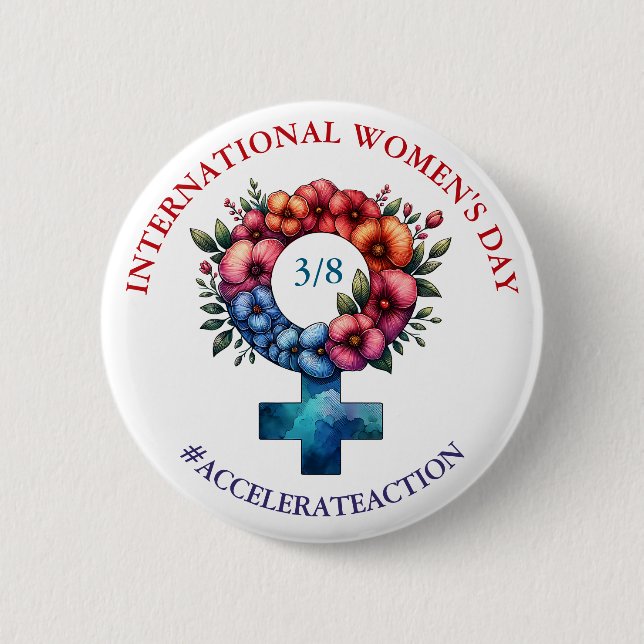 Internationaler Frauentag | Beschleunigte Aktion Button (Vorderseite)