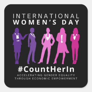 Internationaler Frauentag: Count Her In Quadratischer Aufkleber