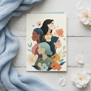 Internationaler Frauentag Floral Hellblau Karte
