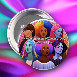 Internationaler Frauentag Frauen feiern Button