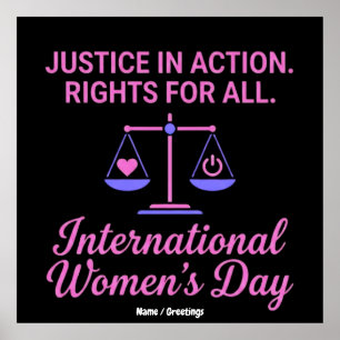 Internationaler Frauentag Gerechtigkeit in Aktion Poster