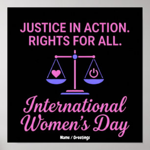 Internationaler Frauentag Gerechtigkeit in Aktion Poster