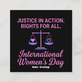 Internationaler Frauentag Gerechtigkeit In Aktion  Quadratische Visitenkarte
